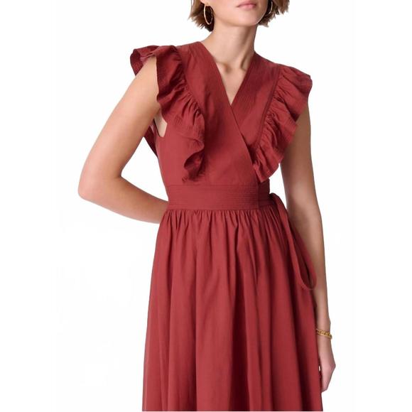 NEW VANESSABRUNO ermione midi dress in roux - Picture 3 of 5